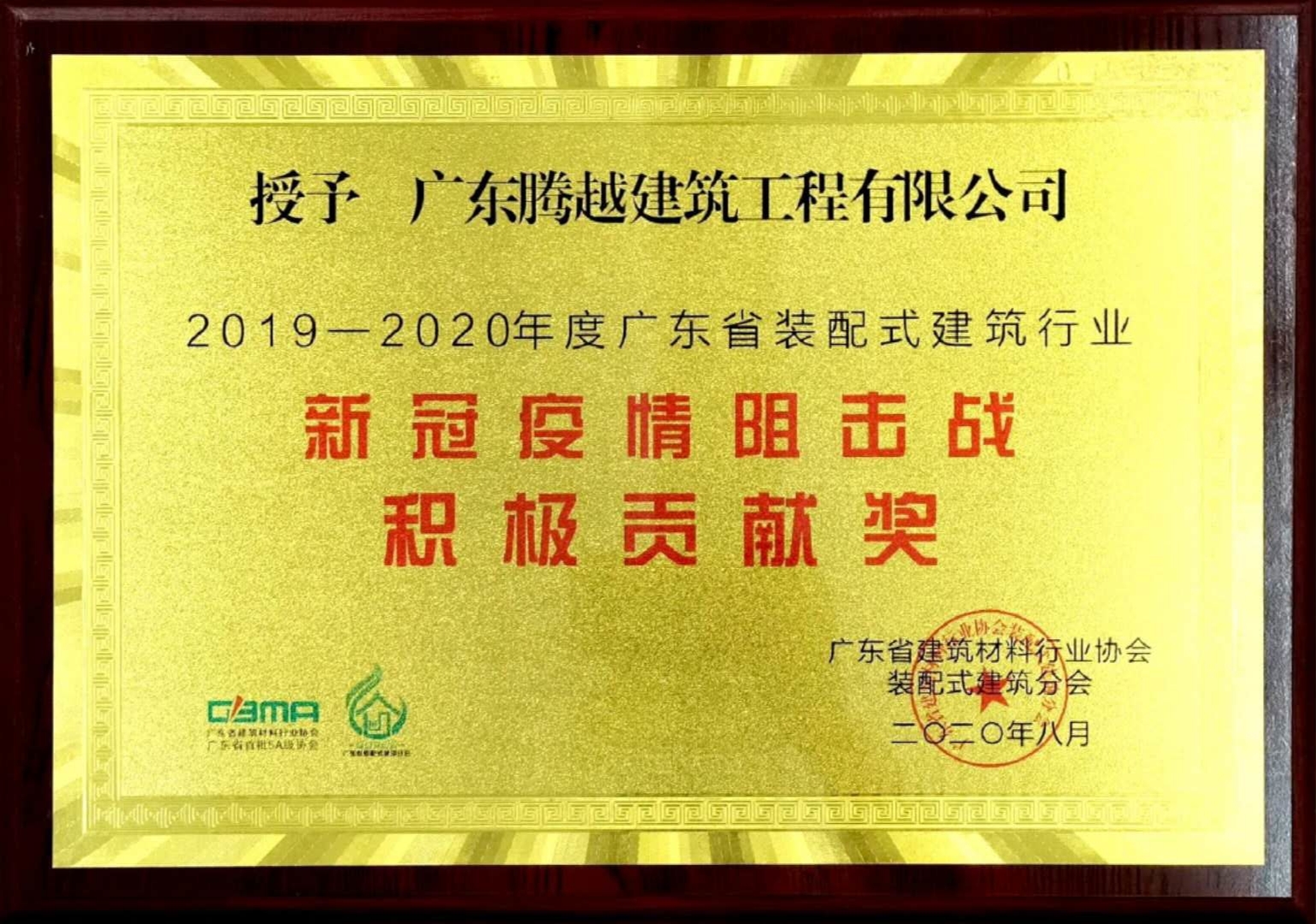 2019-2020年新冠疫情阻擊戰(zhàn)積極貢獻獎